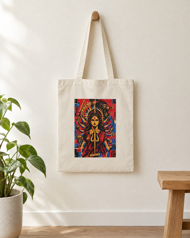 Power Stays Calm — Durga Tote Bag