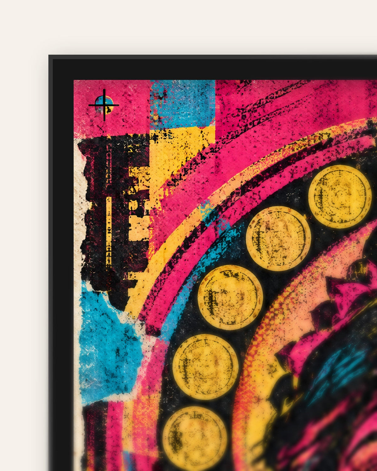 Abundance Is Sacred – Lakshmi framed poster, frame corner close-up