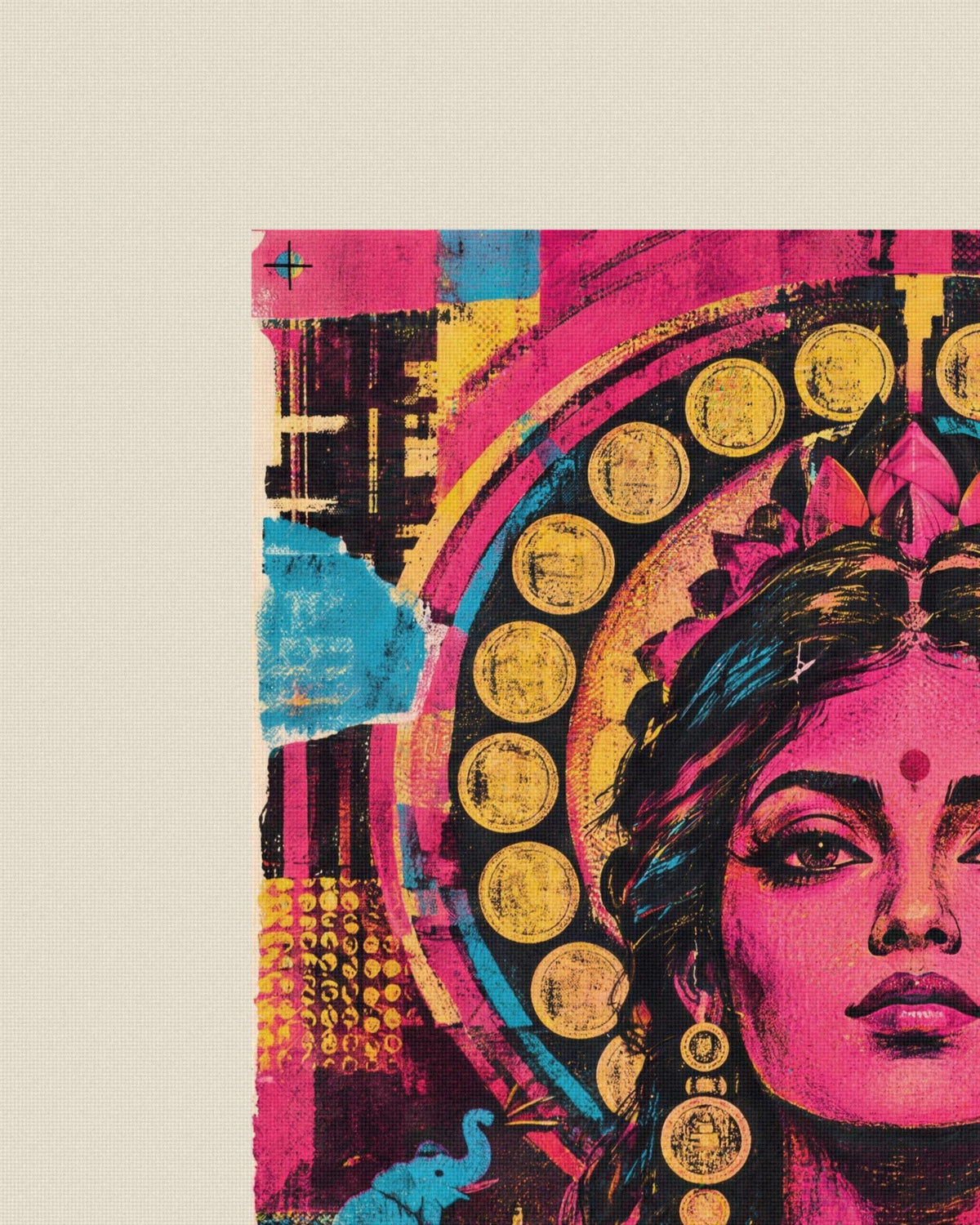 Abundance Is Sacred – Lakshmi tote bag, print close-up on cotton
