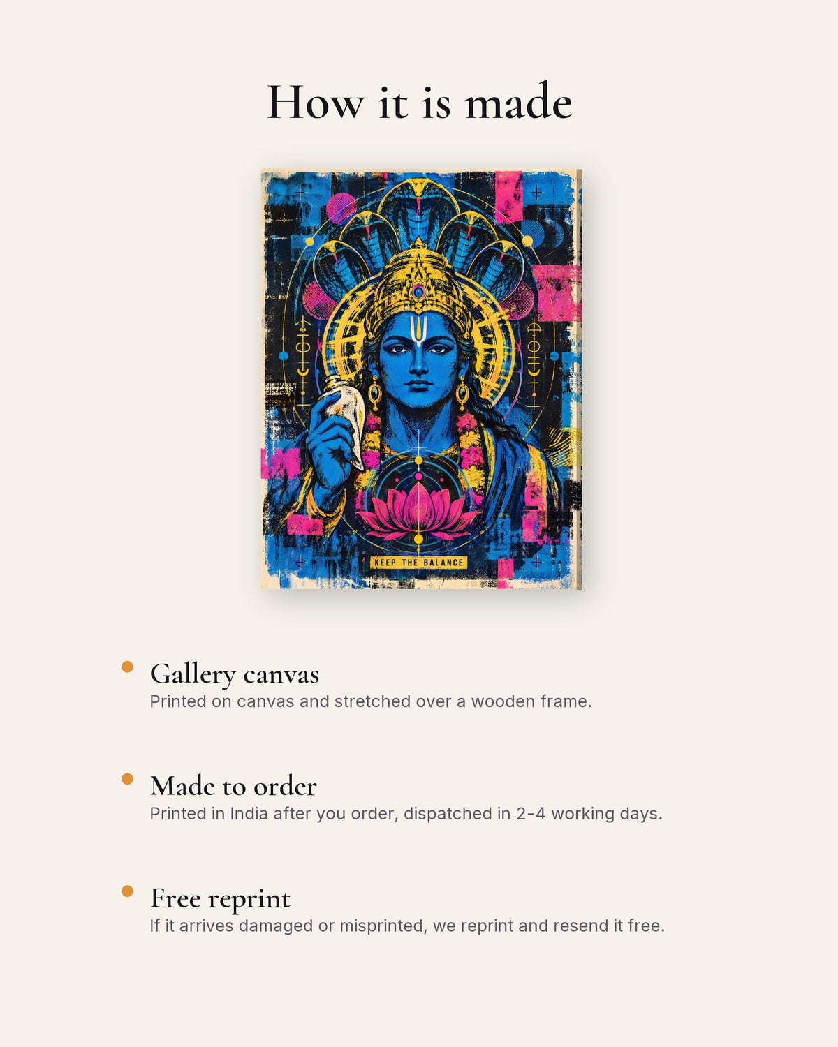 Keep The Balance – Vishnu canvas, how the canvas is made