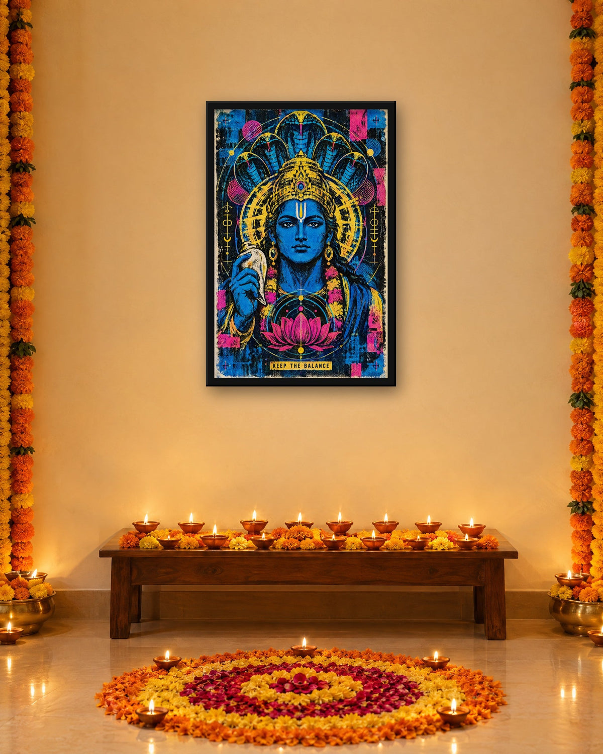Keep The Balance – Vishnu framed poster, framed print in a room