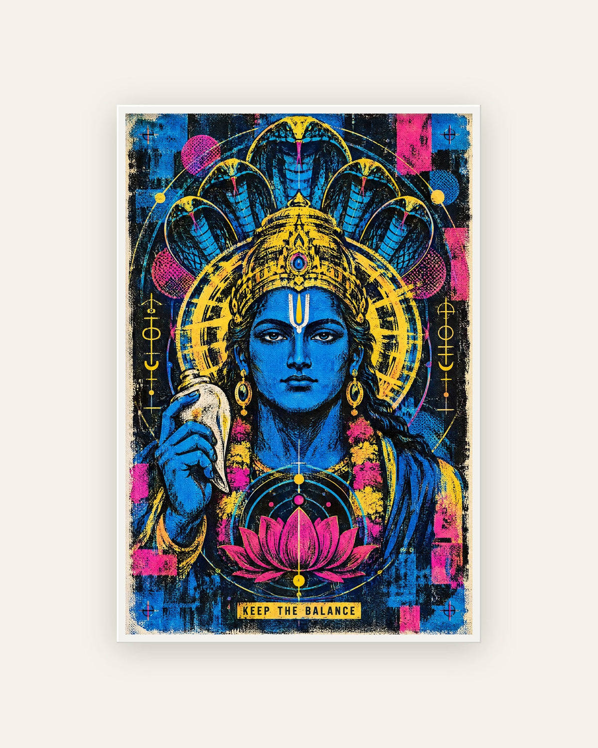 Keep The Balance – Vishnu framed poster, framed print, white frame