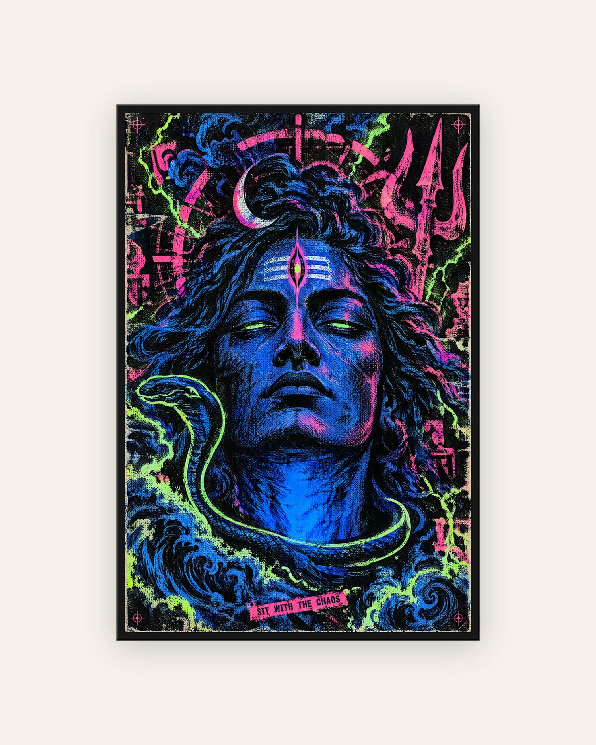 Sit With The Chaos – Shiva framed poster, framed print, black frame