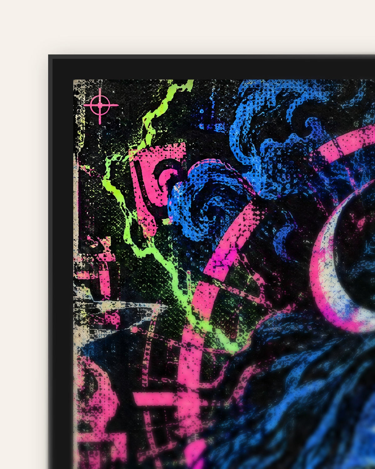 Sit With The Chaos – Shiva framed poster, frame corner close-up