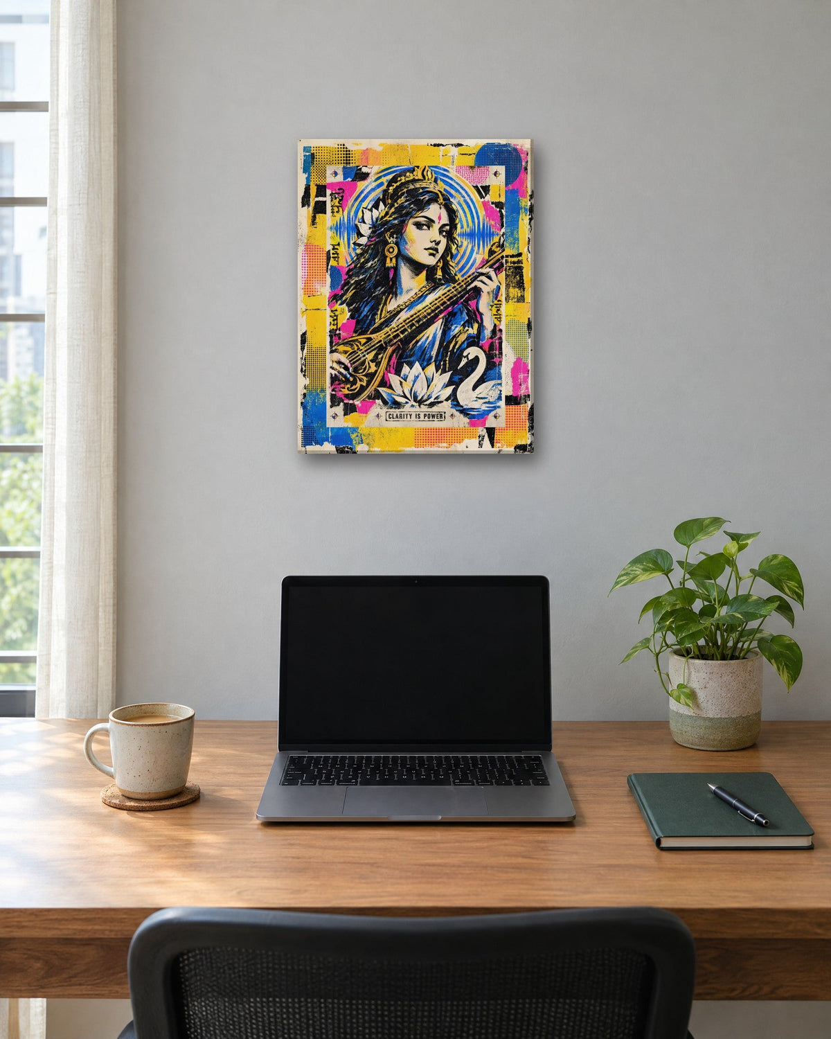 Clarity Is Power – Saraswati canvas, canvas in a room