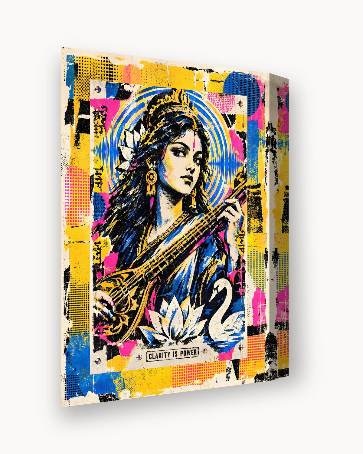 Clarity Is Power – Saraswati canvas, canvas edge close-up