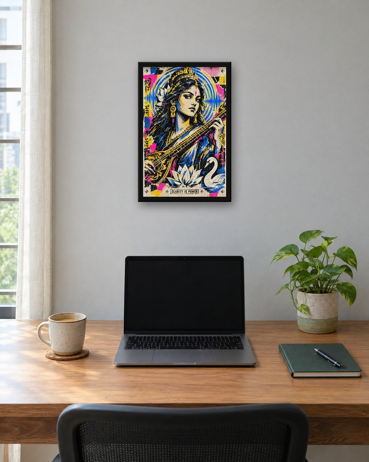 Clarity Is Power – Saraswati framed poster, framed print in a room