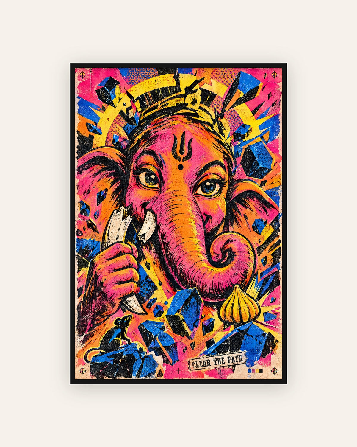 Clear The Path – Ganesha framed poster, framed print, black frame