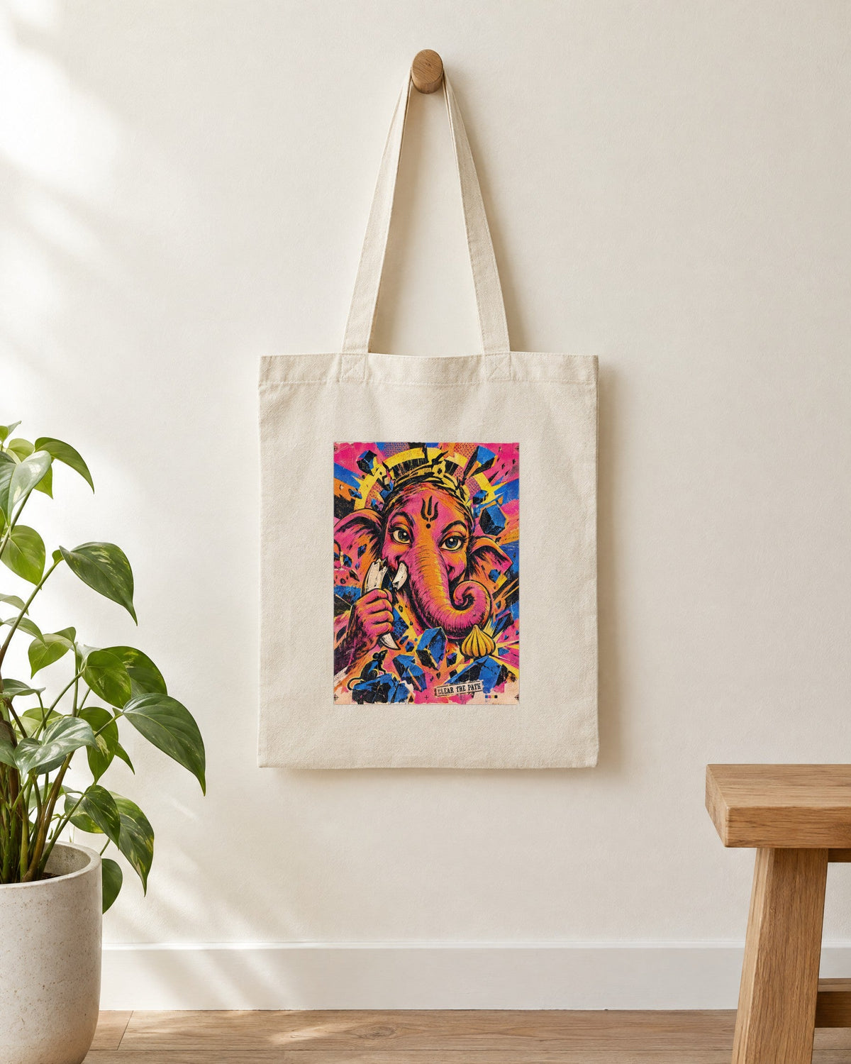 Clear The Path – Ganesha tote bag, tote bag hanging