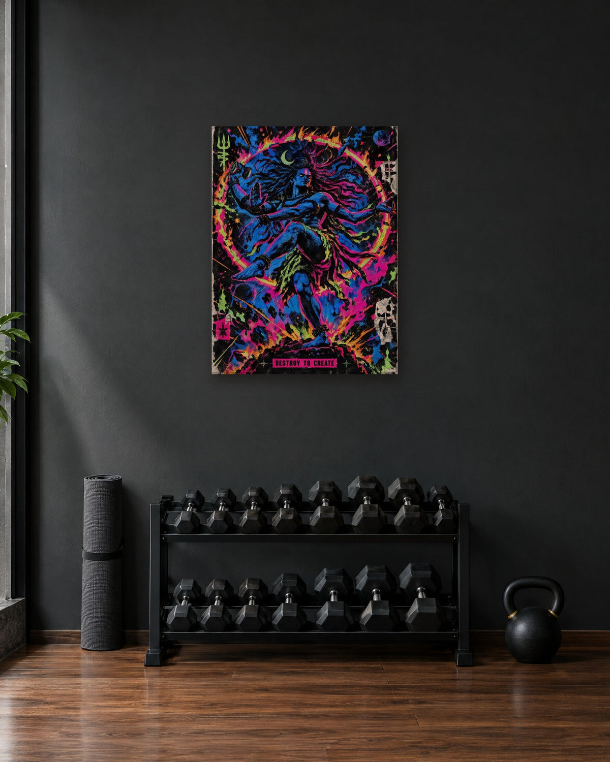 Destroy To Create – Shiva canvas, canvas in a room