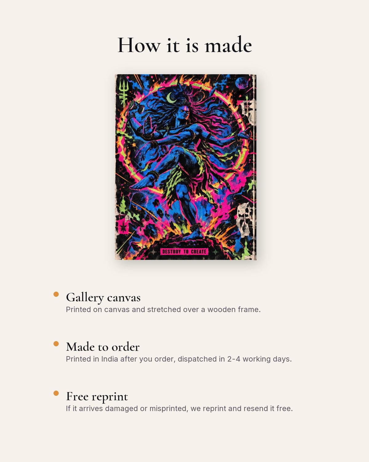 Destroy To Create – Shiva canvas, how the canvas is made