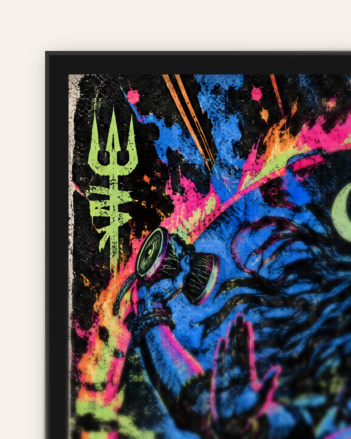 Destroy To Create – Shiva framed poster, frame corner close-up