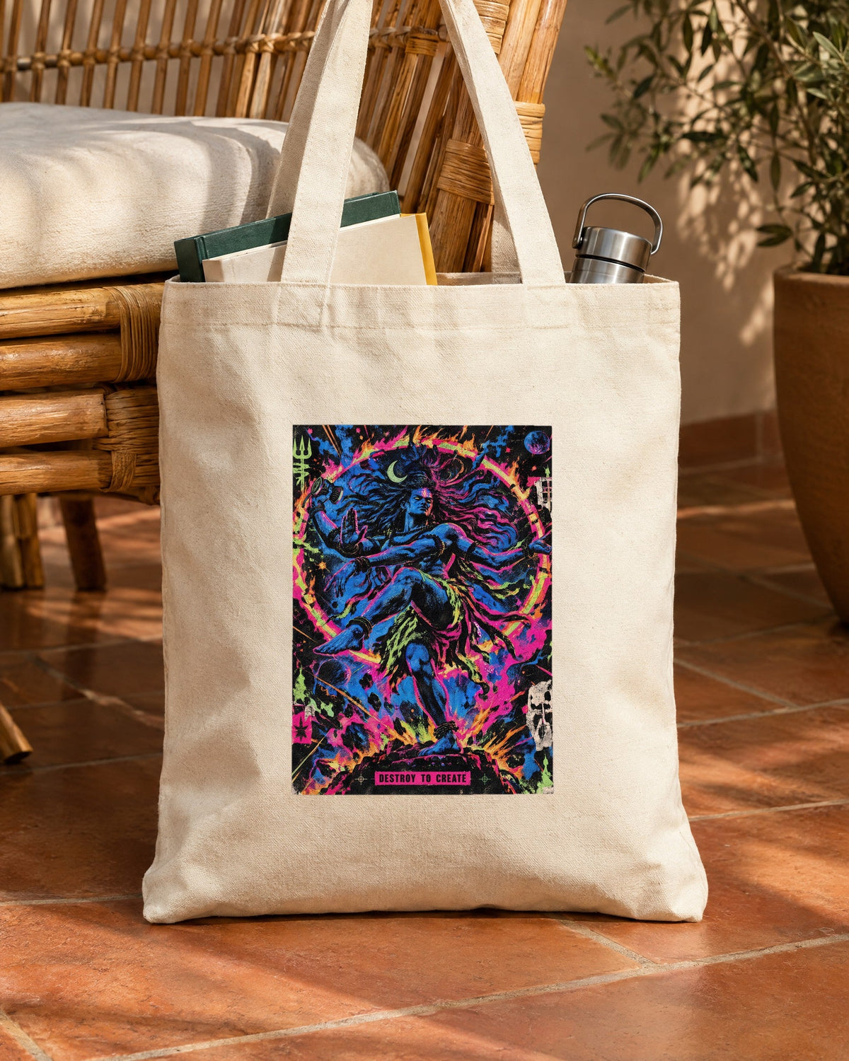 Destroy To Create – Shiva tote bag, tote bag in use
