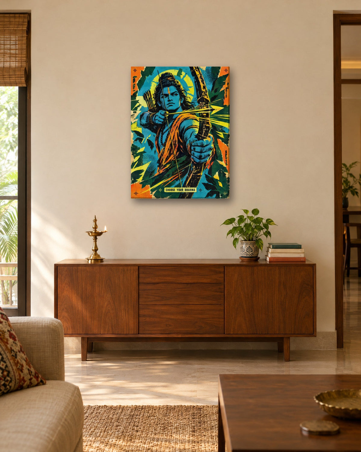Choose Your Dharma – Ram canvas, canvas in a second room