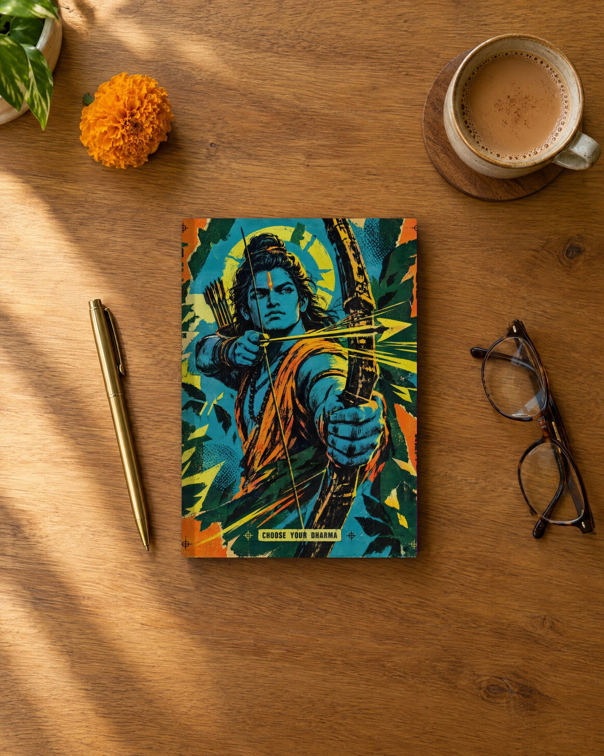 Choose Your Dharma – Ram notebook, notebook on a desk