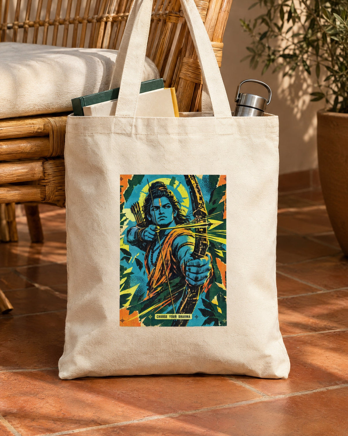 Choose Your Dharma – Ram tote bag, tote bag in use