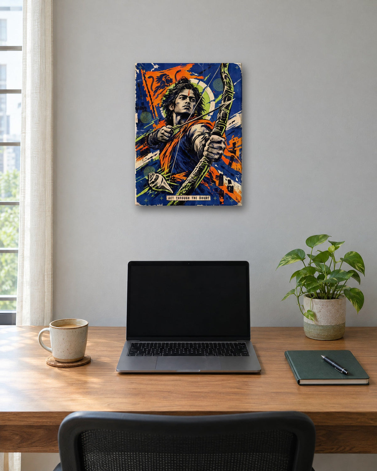 Act Through The Doubt – Arjuna canvas, canvas in a room