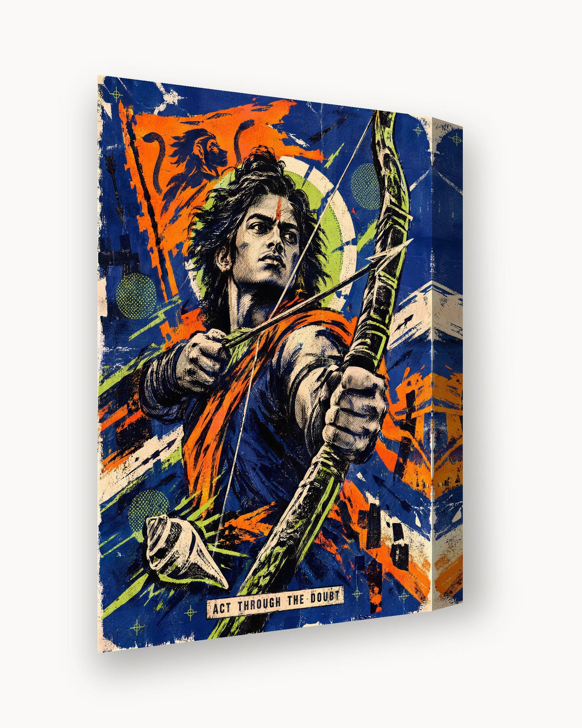 Act Through The Doubt – Arjuna canvas, canvas edge close-up