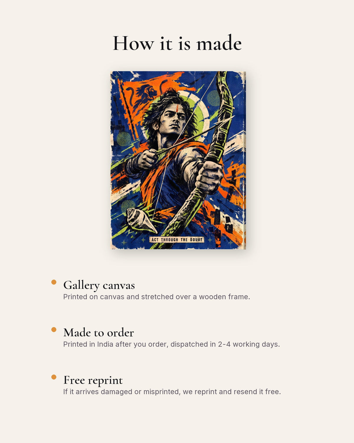Act Through The Doubt – Arjuna canvas, how the canvas is made