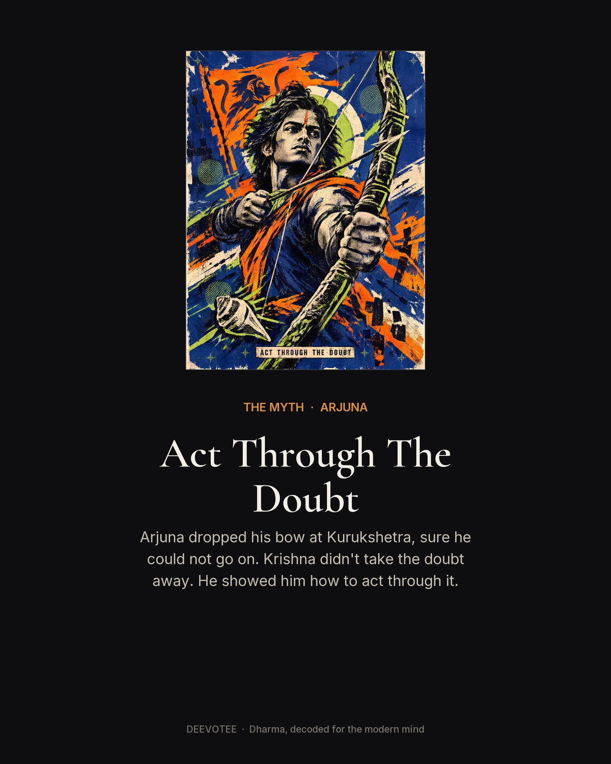 Act Through The Doubt – Arjuna tote bag, the myth behind the design