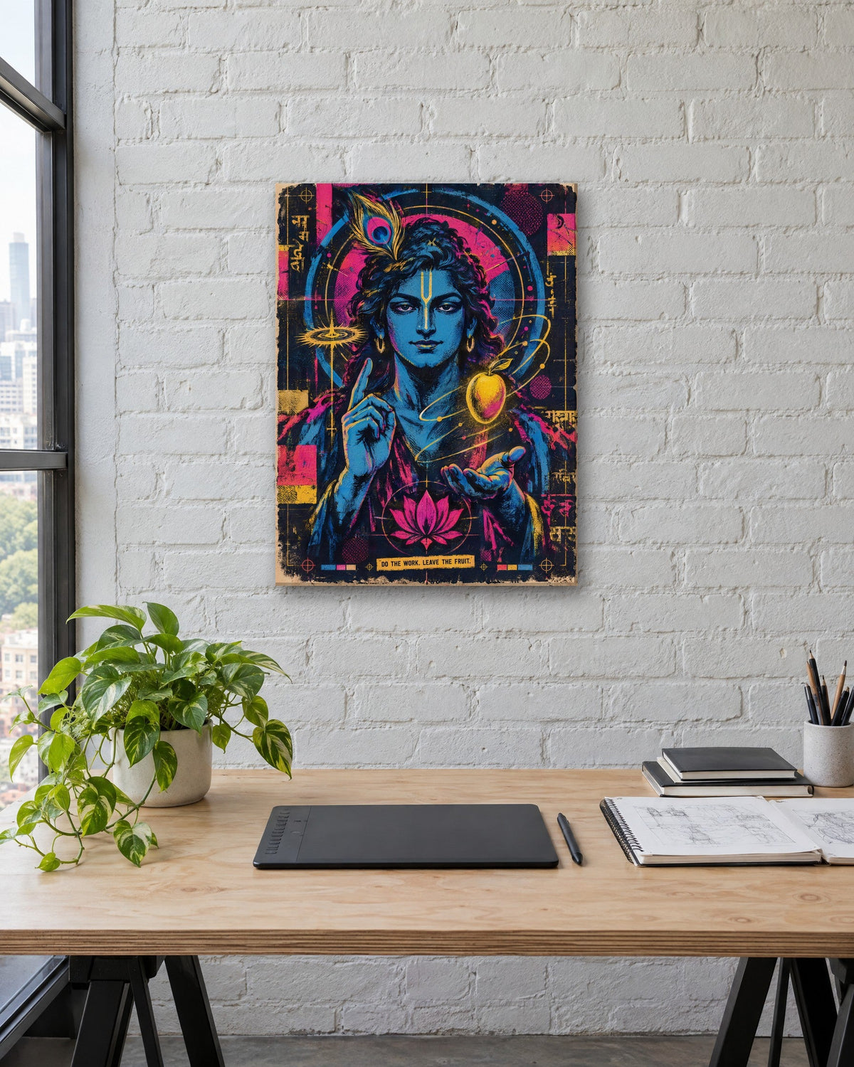 Do The Work. Leave The Fruit. – Krishna canvas, canvas in a second room