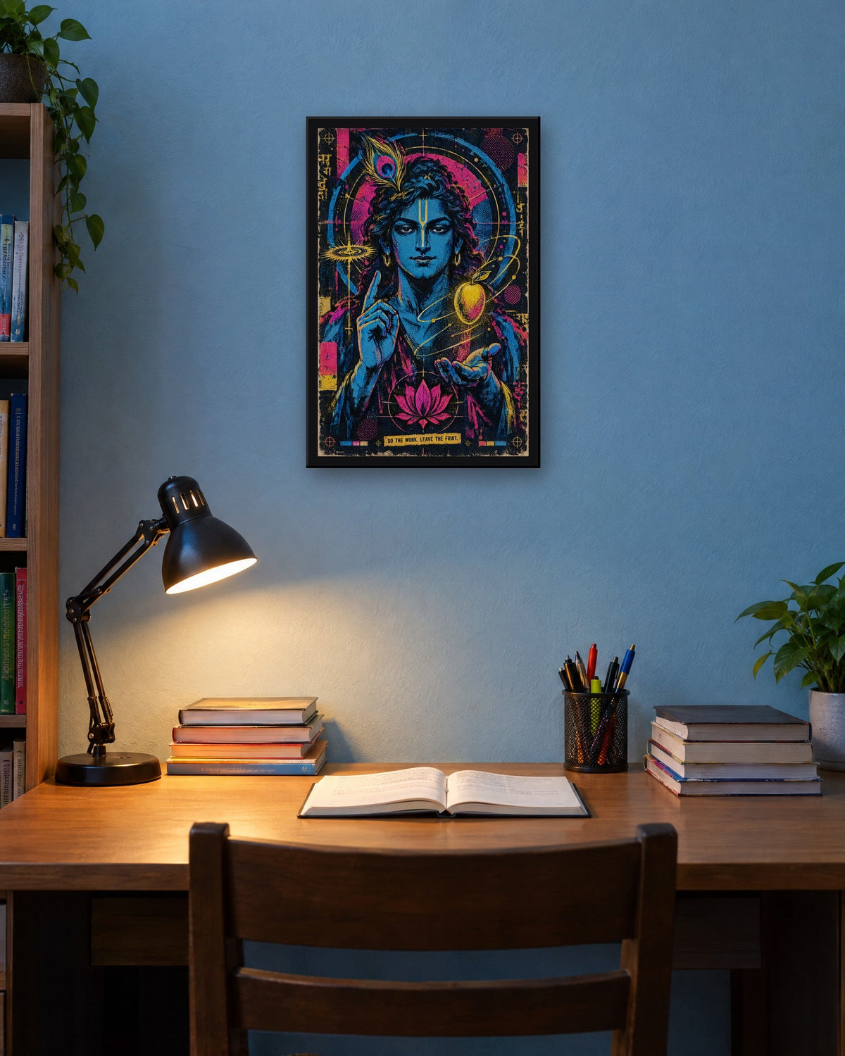 Do The Work. Leave The Fruit. – Krishna framed poster, framed print in a room