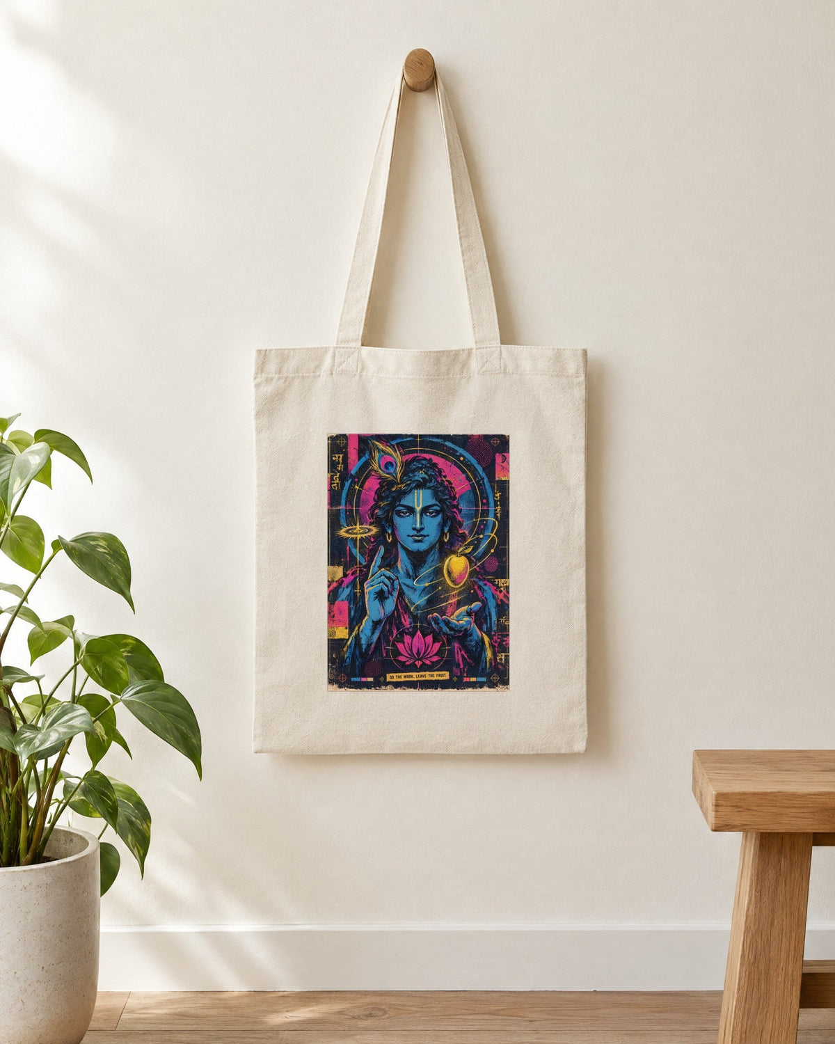 Do The Work. Leave The Fruit. – Krishna tote bag, tote bag hanging