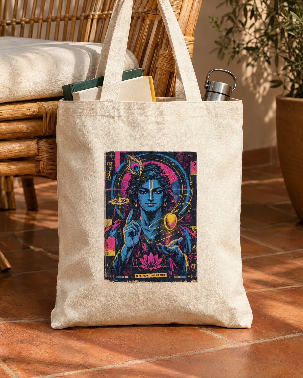 Do The Work. Leave The Fruit. – Krishna tote bag, tote bag in use