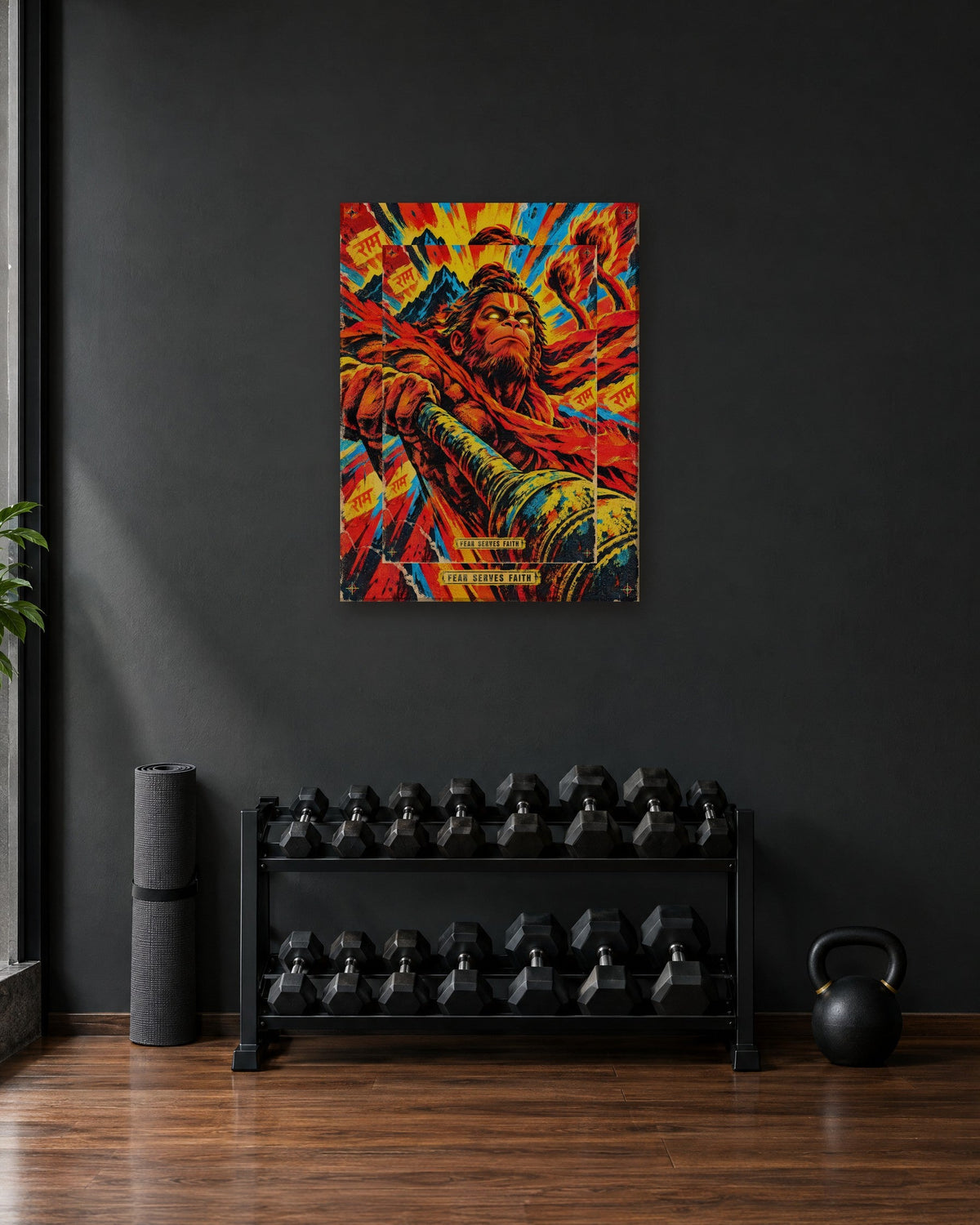 Fear Serves Faith – Hanuman canvas, canvas in a second room