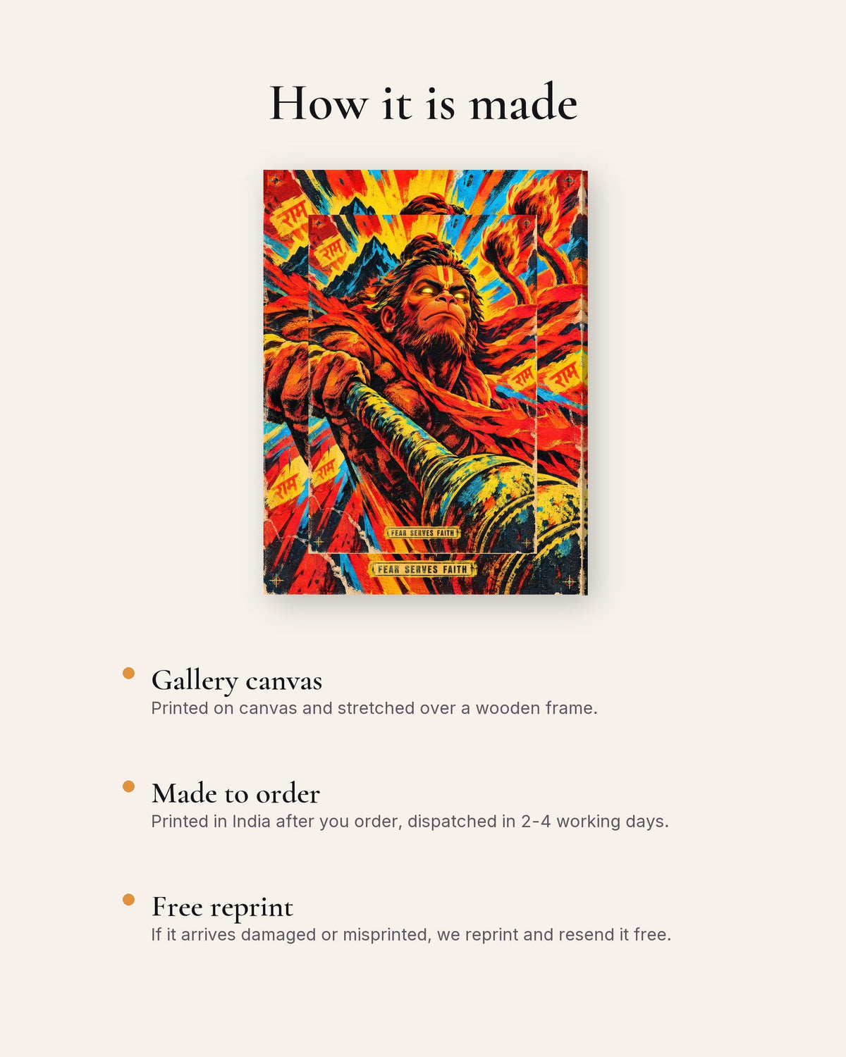Fear Serves Faith – Hanuman canvas, how the canvas is made