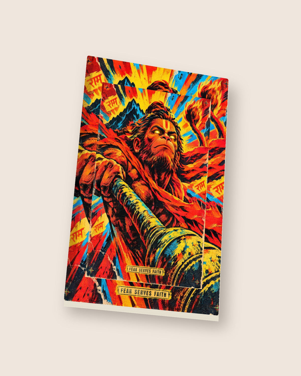 Fear Serves Faith – Hanuman notebook, notebook at an angle