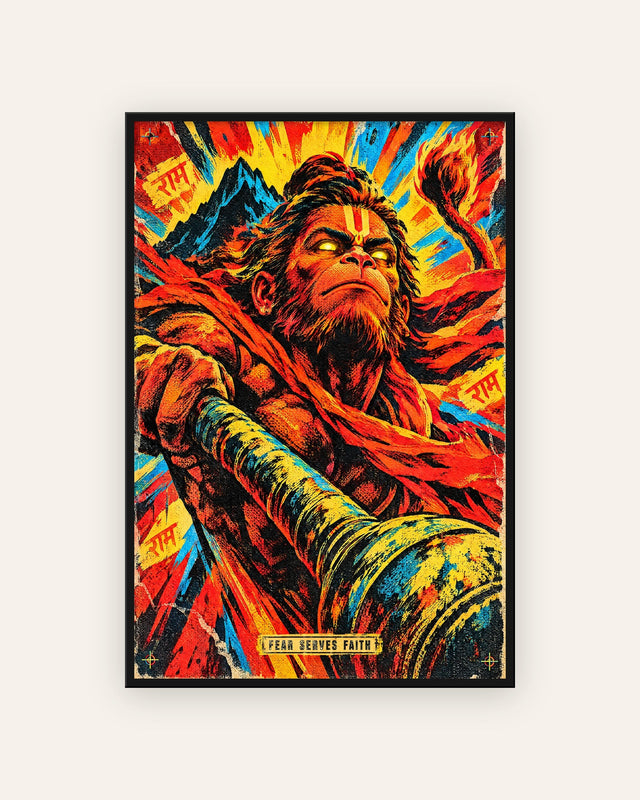 Fear Serves Faith — Hanuman Framed Poster