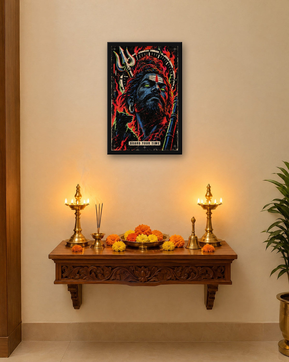 Guard Your Time – Bhairava framed poster, framed print in a room