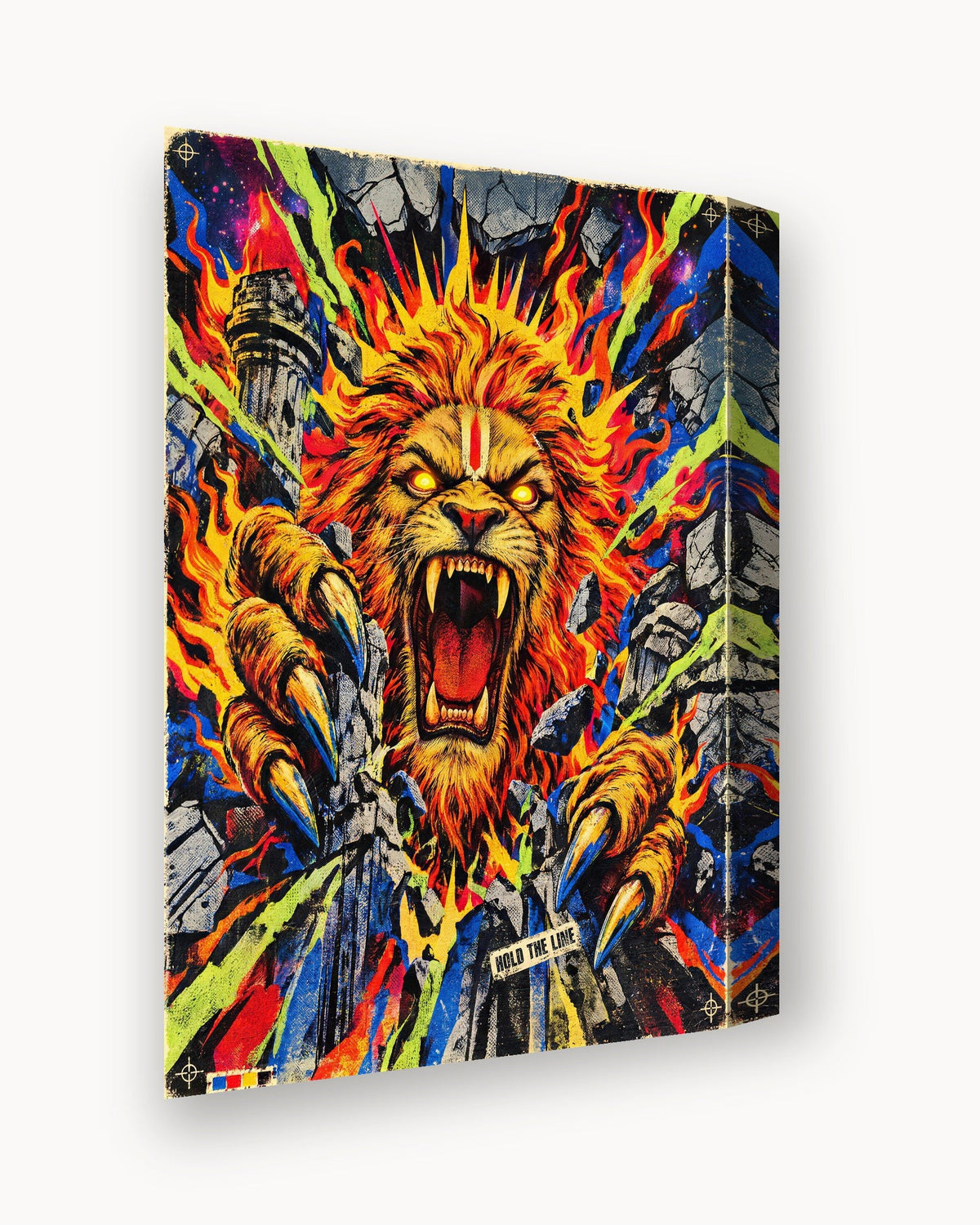 Hold The Line – Narasimha canvas, canvas edge close-up