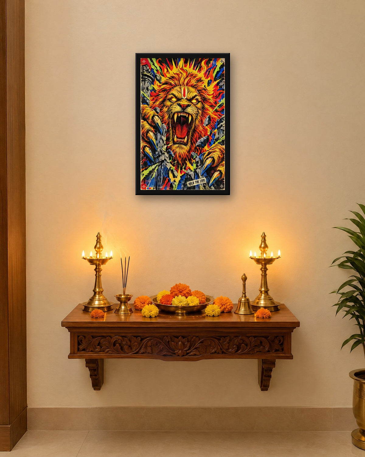 Hold The Line – Narasimha framed poster, framed print in a room