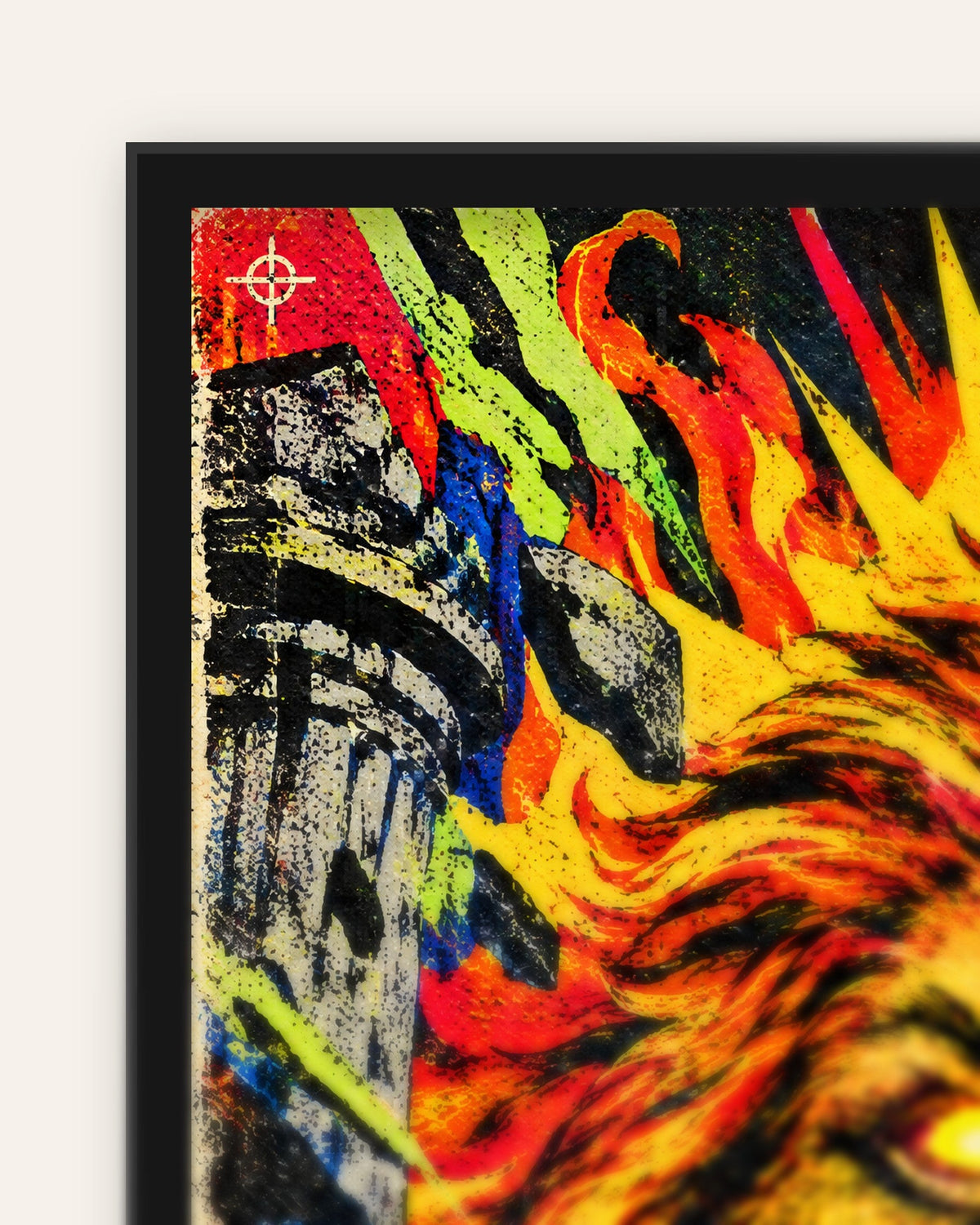 Hold The Line – Narasimha framed poster, frame corner close-up
