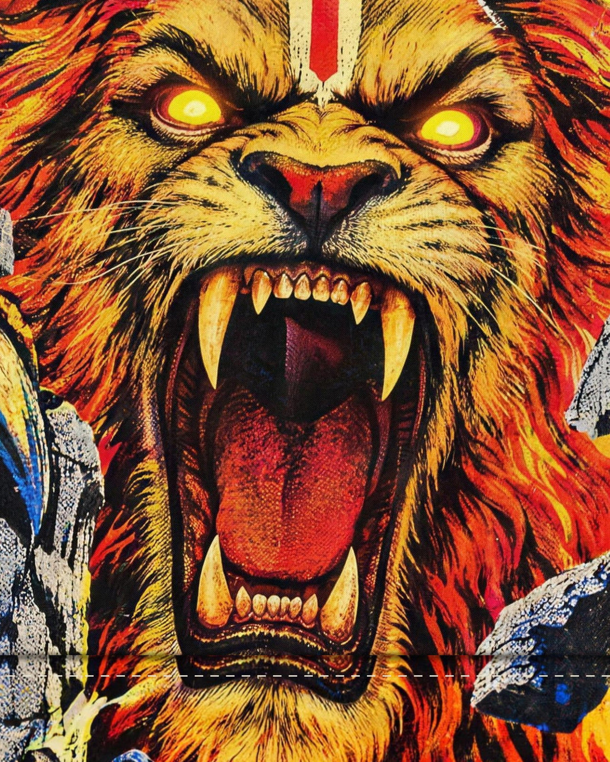Hold The Line – Narasimha tapestry, fabric close-up