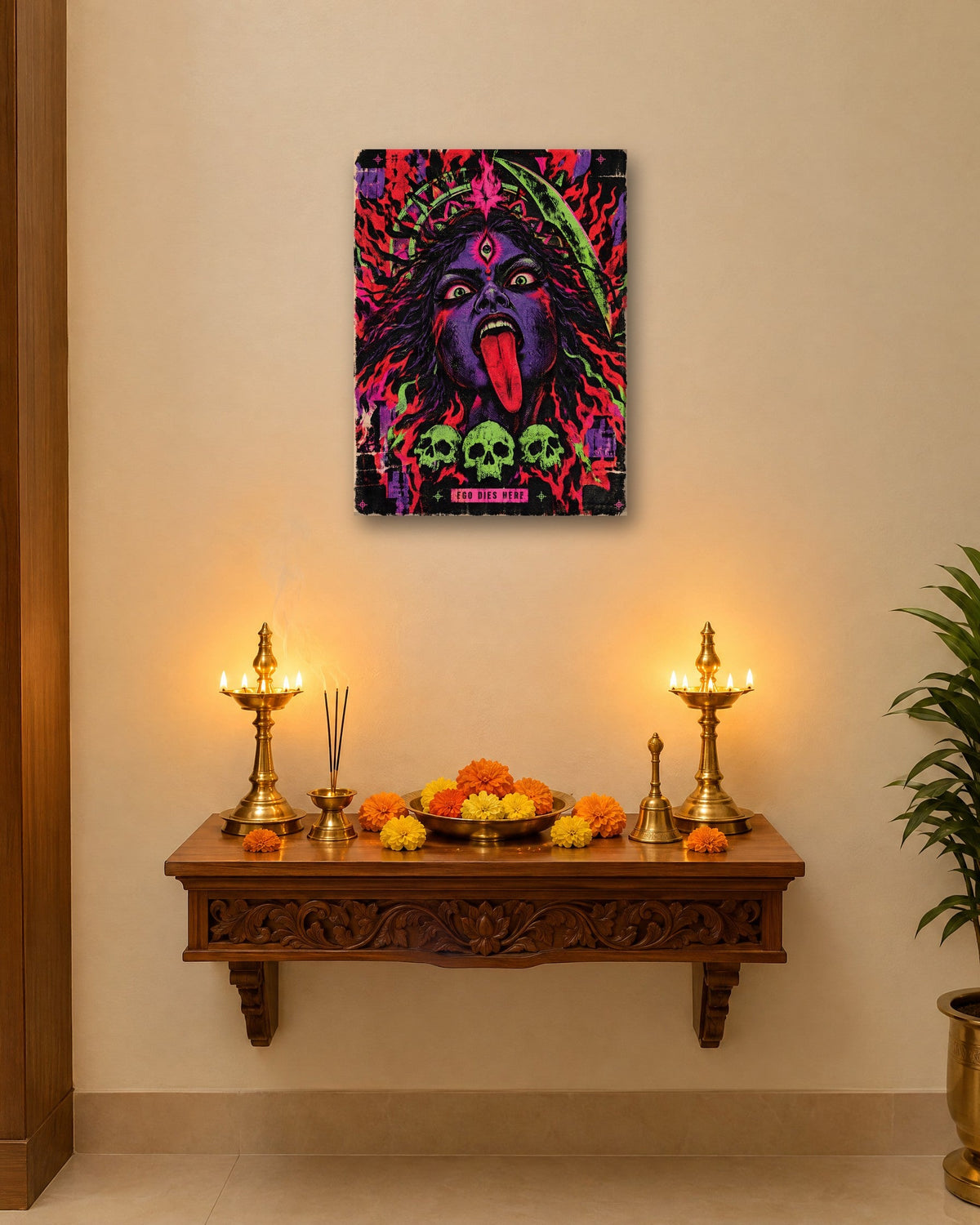 Ego Dies Here – Kali canvas, canvas in a room