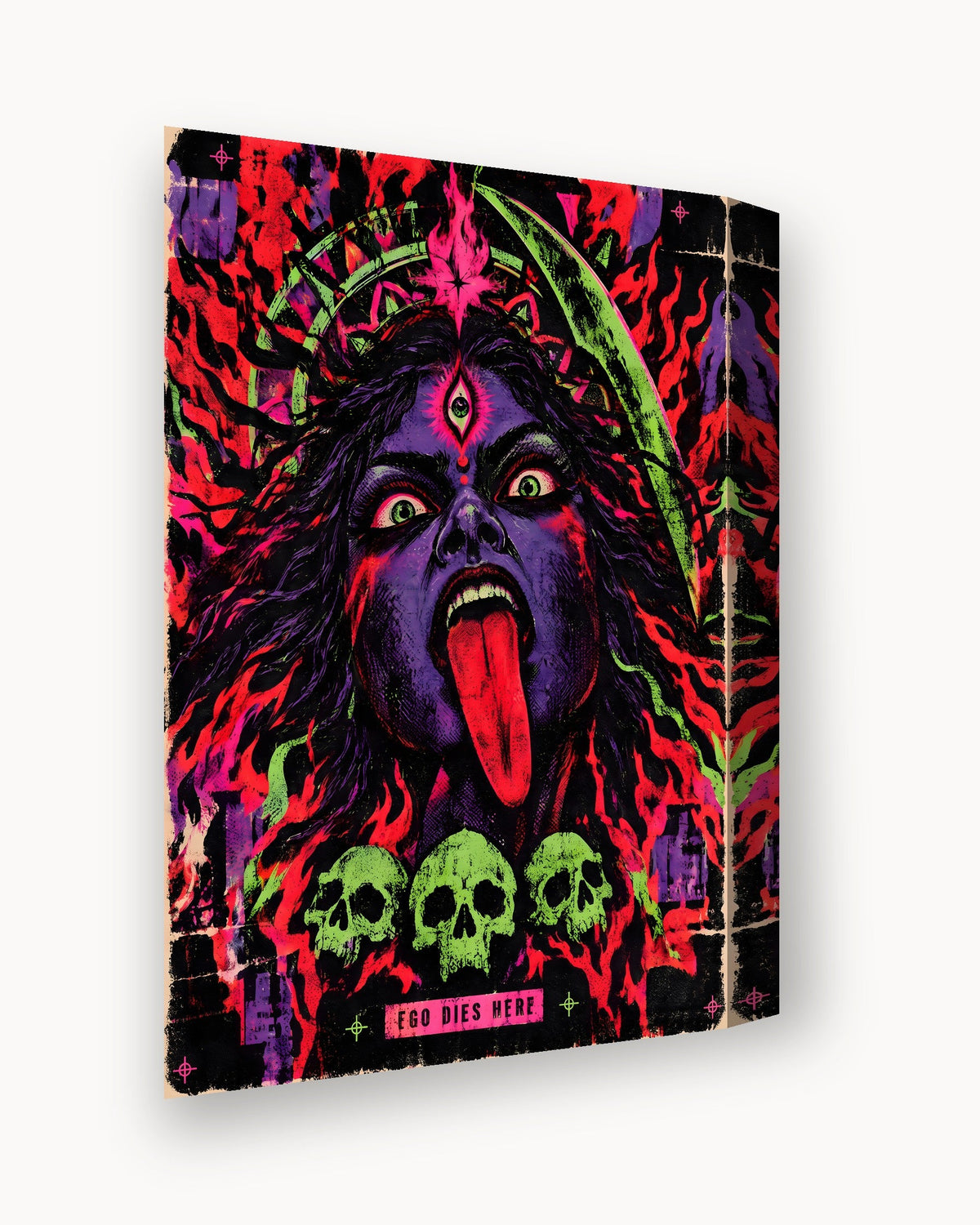 Ego Dies Here – Kali canvas, canvas edge close-up