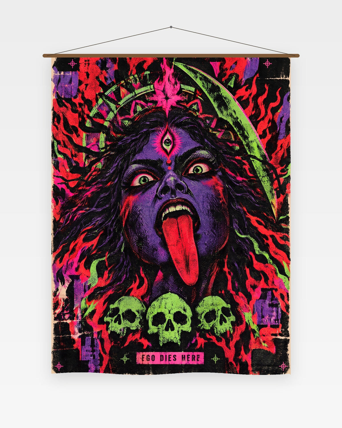 Ego Dies Here – Kali tapestry, wall tapestry