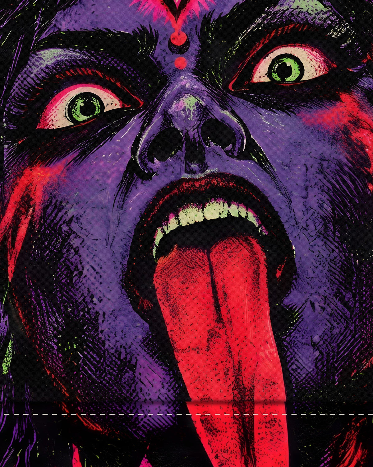 Ego Dies Here – Kali tapestry, fabric close-up