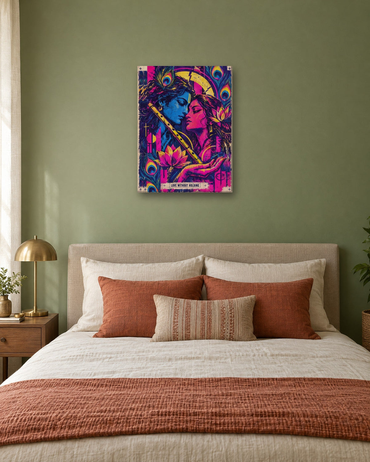 Love Without Holding – Radha Krishna canvas, canvas in a room