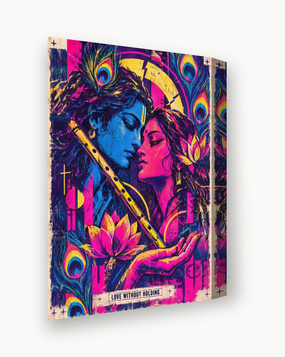 Love Without Holding – Radha Krishna canvas, canvas edge close-up