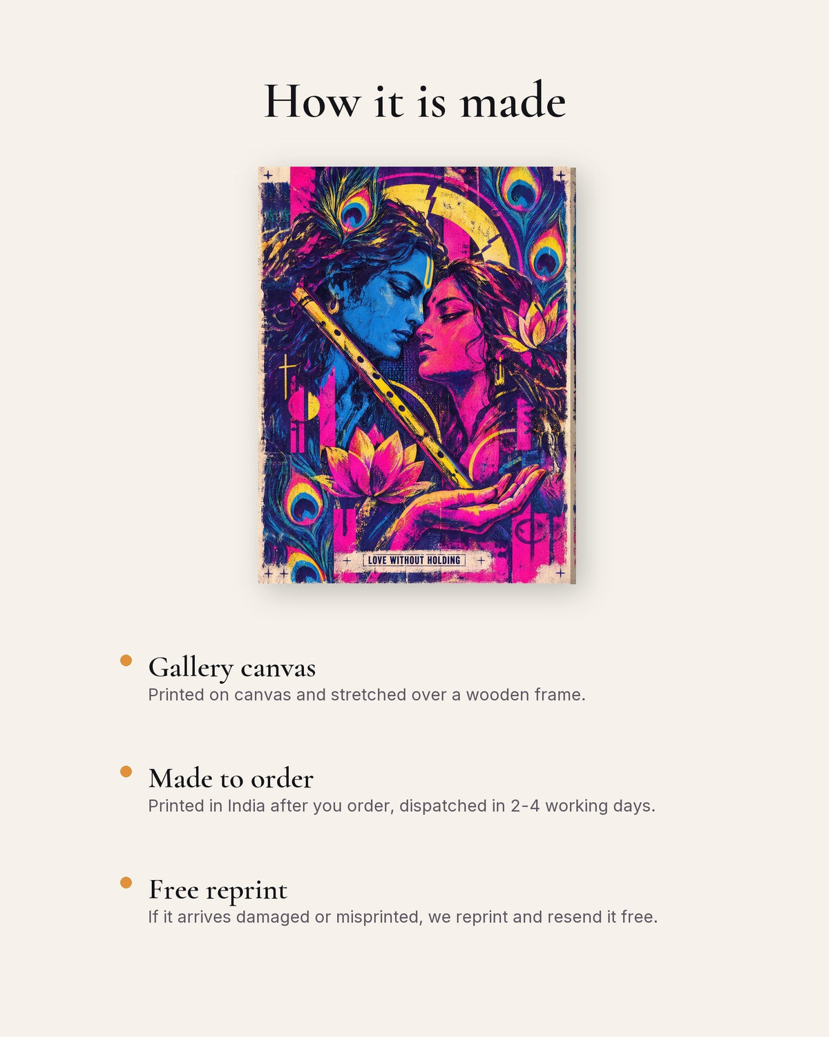 Love Without Holding – Radha Krishna canvas, how the canvas is made