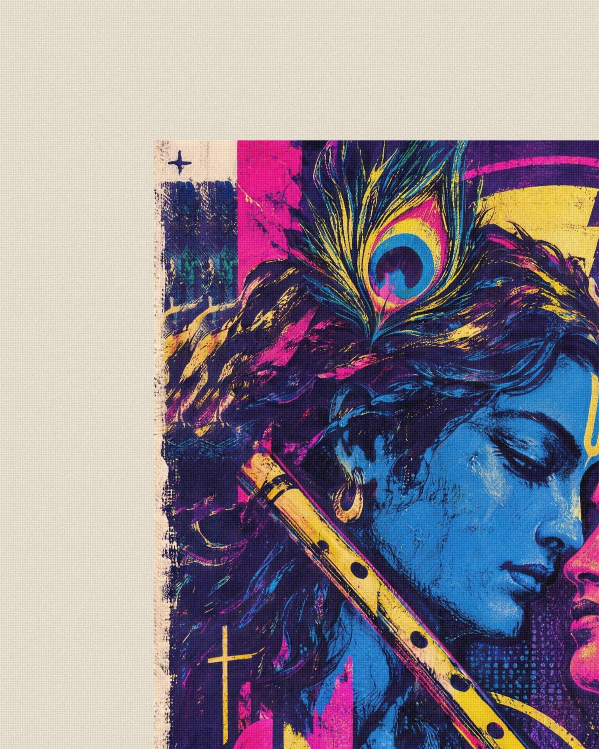 Love Without Holding – Radha Krishna tote bag, print close-up on cotton