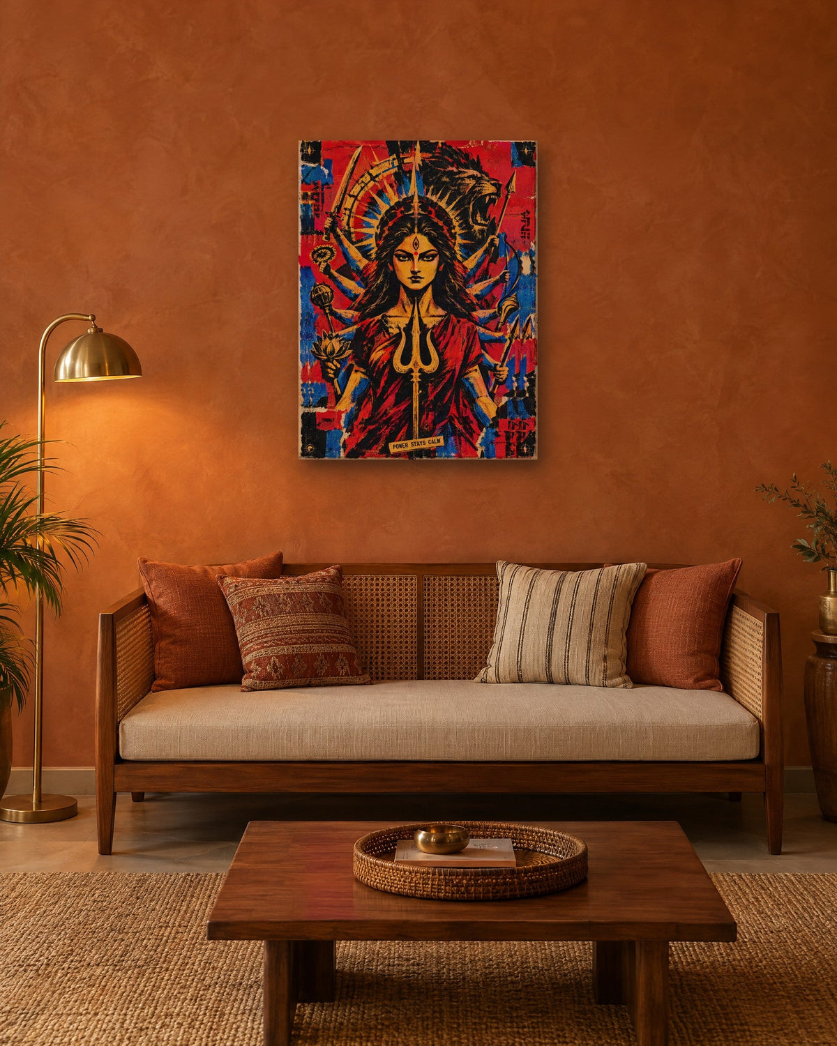 Power Stays Calm – Durga canvas, canvas in a room