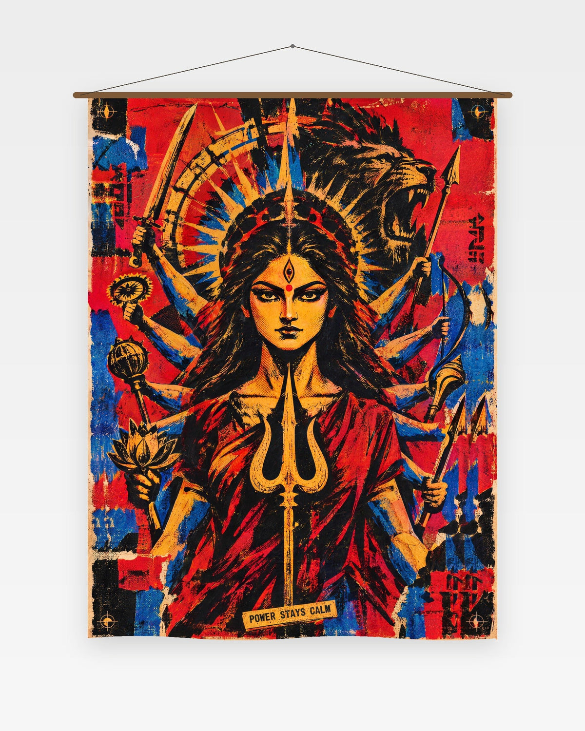 Power Stays Calm – Durga tapestry, wall tapestry
