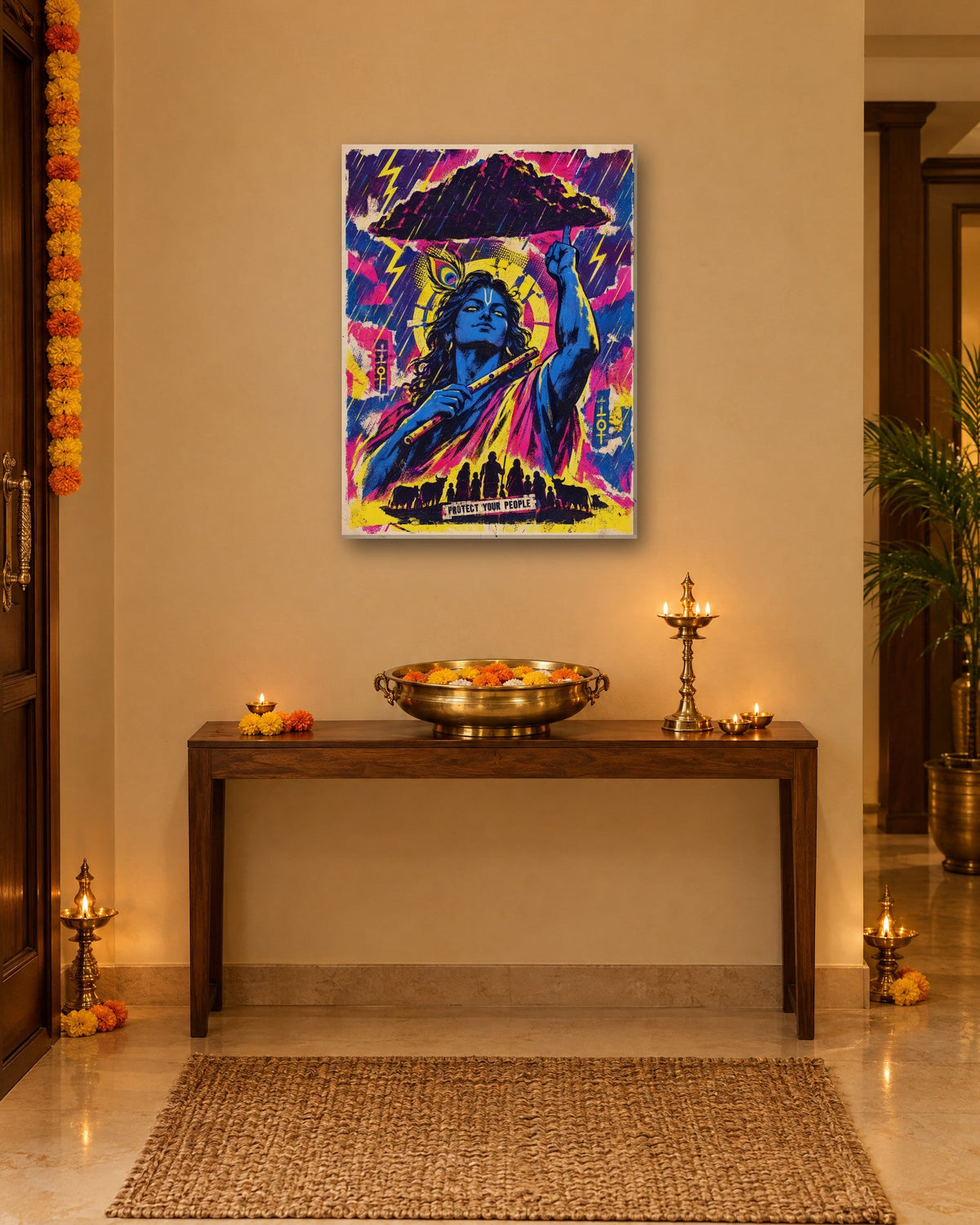 Protect Your People – Krishna canvas, canvas in a second room