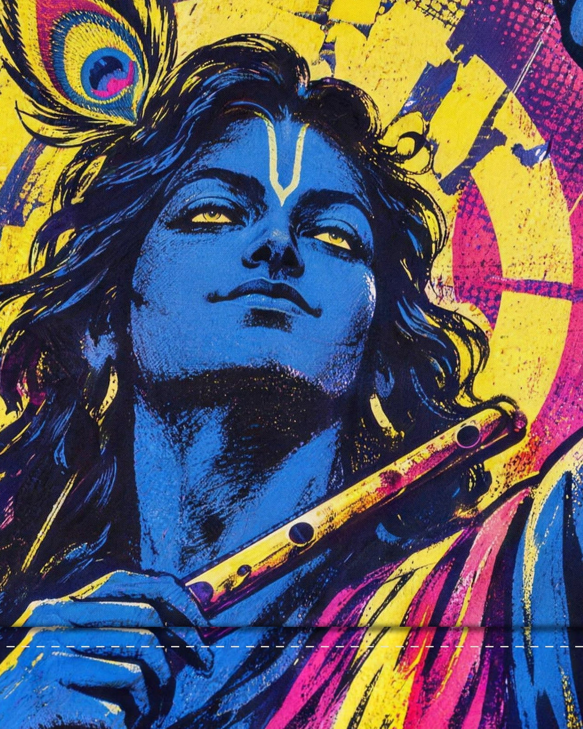 Protect Your People – Krishna tapestry, fabric close-up