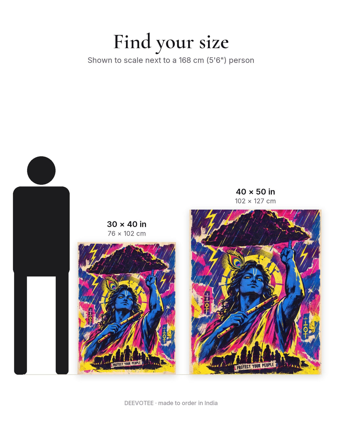 Protect Your People – Krishna tapestry, size guide to scale